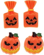 [ABOOFAN] 2 Pairs Halloween Themed Pumpkin Earrings for Women Girls Fashion Ear Studs Resin Material Random Style