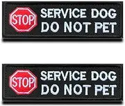 2 Packs Service Dog Do Not Pet Stop Warning Vest/Harness Patch Hook & Loop Embroidered Fastener Badge Emblem for Working Guide Animals