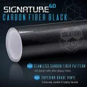 6D Full Gloss Black Carbon Fiber Vinyl Wrap Air Bubble Free Roll - 24" x 60" In (for: Honda Civic)