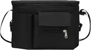 Hsthe Sea Capacity Pram Organiser, Mummy Pram Bags with Cup Holders, Shoulder Strap, Waterproof Pram Accessories (Black)