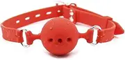 RYOZOCH Silicone Breathable Ball Gag for Adult Bondage Restraints Sex Play Toys (Red, 1.5in Ball)