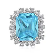 ANYCO Ring CZ 5A 8ct Flower Square Shape Emerald Cut Ring 925 Sterling Silver Wedding Rings Jewelry Women