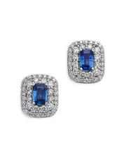 Bloomingdale's Fine Collection Sapphire & Diamond Double Halo Statement Stud Earrings in 14K White Gold