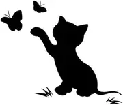 JUMPLAWN 4Pcs Cute Cartoon Flapping Cat Car Stickers Scratch Cover Decals Black White Durable Pet Material Reflective Design for Eye Catching Car Decor