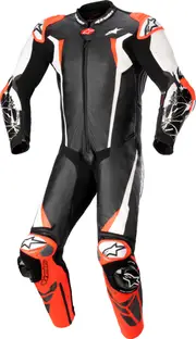 Alpinestars Racing Absolute V2, leather suit 1pcs. , color: Black/White/Neon-Red , size: 56