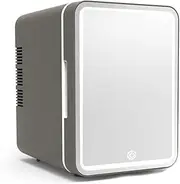 Mini Beauty Refrigerator, Small Car Refrigerator, 12v Portable Mirror with Light Car Fridge, 100～240v / 18-22w Refrigerator for Office Bedroom Van Rv Camper Travel,Grey-Britain