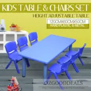Large Kids Toddler Children Blue Activity Table and 6 Blue Chairs 120x60cm L