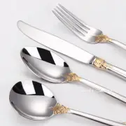 304Stainless steel Cutlery Set Dinnerware Engraving Fork Knive Spoons Sliverware
