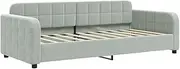 [vidaXL] Day Bed, 2-in-1 Sofa Bed Single, Sleepover Bed for Bedroom Living Room, Sleeper Sofa Couch, Modern Style, Light Grey Velvet