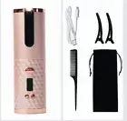 Cordless Automatic Hair Curler ~ wireless PINK Curling Iron, Rechargeable USB ++