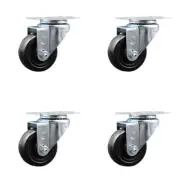 3.5 Inch SS Hard Rubber Wheel Swivel Top Plate Caster Set Service Caster Brand