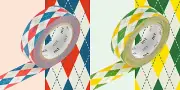 Masking Tape MT Checkerboard Argyle - Red X Green