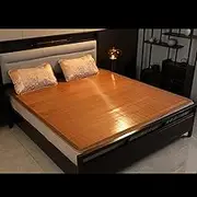 Snaweo Double Sided Bamboo mat for Bed, Breathable Carbonized Sum mer Cooling Bamboo Mat, Breathable Home Woven Cooling Mat, Bedroom Essential for Sum mer Sleeping(85x190cm/33x75in)