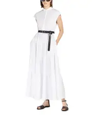 Max Mara Studio 2 Bairo Tiered Belted Maxi Dress