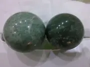 Pair of Green Jade Hot Stone Massage Spheres 5 cm Exercise Massager Health BALL