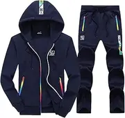 [WFEI] Men's 2 Piece Tracksuit Full Zip Tracksuit Sweatsuit Casual Long Sleeve Fitness Gym Exercise Sportswear Track Suit,Blue,3XL