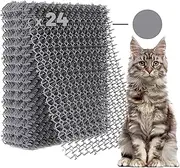 Petfolio 24 Pack Cat Deterrent Scat Mat for Cats - 16.5 x 13.4 Inch Cat Spike Mat with 1 Inch Spikes is A Perfect Pet Training Mat for Cat Repellent Indoor & Outdoor All Year Round (Gray)