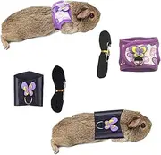 Pack of 2 Guinea Pig Harness and Leash, Adjustable Anti-Escape Vest for Guinea Pigs, Rats, Ferrets, Chinchillas, Lizards, Squirrels, Comfortable Harnesses for Outdoor Walking (Purple & Black, S)