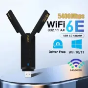 WiFi 6E USB Adapter Tri Band 2.4G/5G/6GHz USB3.0 Network Card Antenna For Laptop