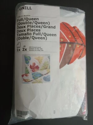 IKEA JONILL Full Queen Double Duvet Cover 2 Shams Leaf Colorful Leaves Bed Set