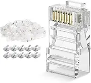DARKROCK Cat6 RJ45 Connectors 110-Pack for Ethernet Cables - Compatible with Cat6/Cat5/Cat5e, Strong Antioxidant Performance, 24-26AWG/Flat Network Cable - Transparent