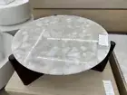 White Quartz Stone Coffee Table, Agate Stone Center Living Area Patio Table Deco