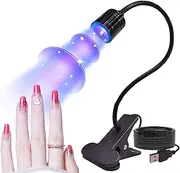 Gel X Lamp, 395nm UV LED Nail Lamp Flash Cure with Gooseneck and Clamp, Flash Cure Light for Gel X Nails, Portable Mini Nail Lamp for Gel X, USB Input Gel Nail Cure Light Salon Home DIY