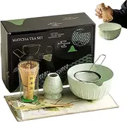 Japanese Matcha Set | Japanese Matcha Set Matcha Tea Traditional Whisk Set | Starter Kit Includes Sifter, Scoop, Whisk Holder, Matcha Bowl for Matcha Making