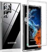 [NWNK13] For Samsung Galaxy S22 Ultra Case Crystal Clear Slim Fit Front & Back 360° Case Built-in Screen Protector Transparent Full Body Silicone Gel Mobile Phone Cover for Samsung S22 Ultra 5G (Clear)