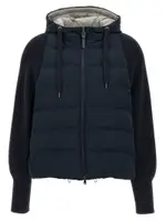 [Brunello Cucinelli] Brunello Cucinelli-Two-Material Puffer Jacket Puffer Jackets Blu-Donna 38IT