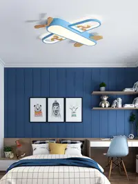 在飛比找樂天市場購物網優惠-北歐鐵藝卡通led房間燈飾創意個性兒童房飛機吊燈男女孩臥室燈
