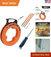 Wire Pulling Tool Set with 50-Foot Steel Fish Tape, Jab Saw, 12-Foot Lo-Flex ...