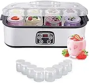 BYVCUI Probiotic Yogurt Maker, 1400ML Multifunctional Automatic Electric Yogurt Maker, Yogurt Machine with Adjustable Temperature and Time Control, 8 Yogurt Glass Jars with Lids