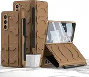Case for Samsung Galaxy Z Fold6, Shockproof Leather Cover with Card Slot, Non-Slip and Sturdy Fold6 Case with Screen Protector and Pen Holder (Brown,for Galaxy Z Fold6)
