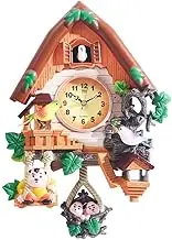 Cachpib Cuckoo Clock for Wall, Traditional Forest Resin Bird Clock with Timer Function, Digital Decorative Wall Clock with Sounds for Home Living Room Decor, Earthy yellow