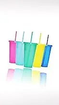 24oz Reusable Cups - 5-Pack with Lids and Straws - Ideal for Parties, Iced Coffee, Juices, Smoothies