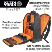 KLEIN TOOLS Tradesman Pro XL Tech Tool Bag Backpack 28 Pocket 62805BPTECH