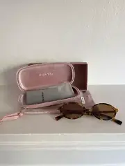 Miu Miu MU 04ZS Light Havana Sunglasses Oval-frame Tortoiseshell NEW