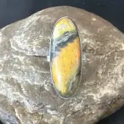Yellow BumbleBee Jasper Navajo Sterling Silver Ring Size 7 18680