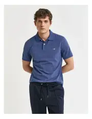 [Gant] Regular Fit Shield Piqu Polo Shirt in Dusty Navy