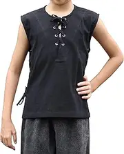 [Svenine] Classic Eyelet Vest Renaissance Sleeveless Open Collar Handmade Cotton