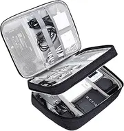 Cable Organiser Bag, T Tersely Double Layer Electronics Travel Organizer Storage Bag, Universal Traveling Gear Accessories Carrying Case Pouch for iPad Mini Cables Phone Chargers Adapter Hard Drive