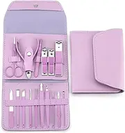 16pcs Nail Cutter Set Stainless Steel Nail Clippers Set With Folding Bag Manicure Cutter Kits Scissors Beauty Tool,Purple