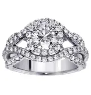 2.65 CT Common Prong Set Split Shank Diamond Crossover Engagement Ring in 14k WG