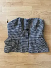 Ralph Lauren Purple Label Bustier Corset Women’s Size 16 Plaid Blanche Brown NWT