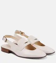[Tod's] Tod's Cutout leather slingback flats AU 11 white