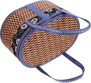 TOGEVAL Woven Storage Basket with Handle Bamboo Organizer for Picnic Beach and Family Gatherings and Versatile present Package Basket for Shopping and Outdoor Use