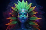 Cannabis Goddess UV tapestry, Blacklight Reactive, Psychedelic Wall Hanging, DMT