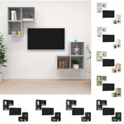 4 Piece Hanging TV Stereo HiFi Cabinet Set Chipboard Multi Colours vidaXL