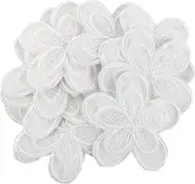 HAWILLOSCH 10pcs Lace Organza Patches Self-Adhesive No-sew Embroidered Appliques for Clothing Repair Skirt Decoration and DIY Crafts